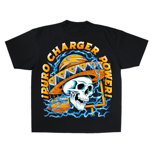 LA Chargers "Puro Charger Power" Mexican Skull T-Shirt